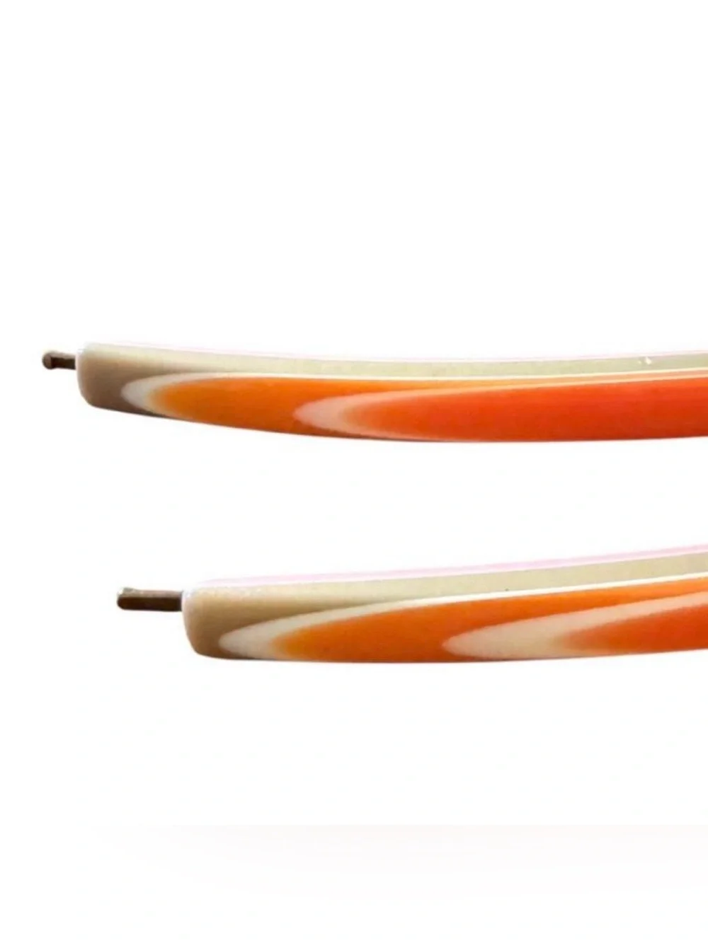1970’s Vintage Orange Thick Plastic Bobby Pins, Retro Design